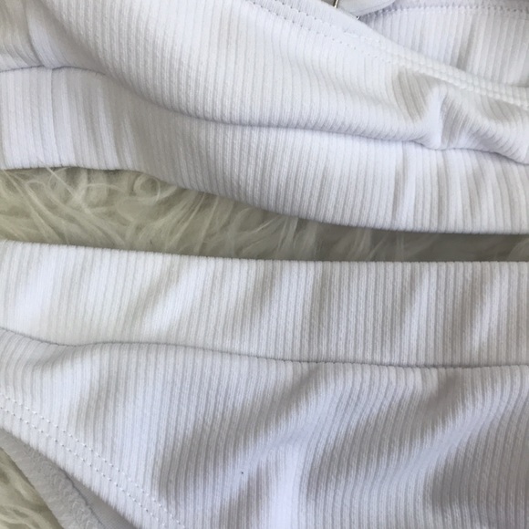 Shein Ribbed White High Leg Bikini Set - Picture 2 of 6